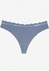 Niebieskie Bawełniane Majtki Stringi z Prążkowanego Materiału Sesivia. Niebieskie stringi damskie Born2be, l, bez wzorów, z bawełny. Za 4.99 zł.