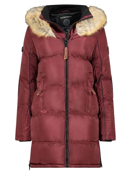 Geographical Norway Płaszcz pikowany "Beautiful" w kolorze bordowym rozmiar: XL. Czerwone płaszcze damskie Geographical Norway, xl, z aplikacjami. Za 361.99 zł.