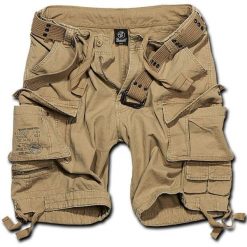 Szorty bushcraft męskie Brandit M65 Savage z Paskiem Vintage Beżowe. Brązowe szorty męskie Brandit, z aplikacjami, z tkaniny, militarne. Za 203.15 zł.