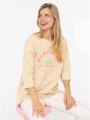 Zwillingsherz Koszulka "Smile" w kolorze beżowym rozmiar: XXL. Brązowe bluzki damskie Zwillingsherz, xxl, bez wzorów, bez kołnierzyka. Za 126.45 zł.