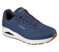 Buty do chodzenia męskie Skechers Uno Stand ON Air. Niebieskie buty sportowe na co dzień męskie Skechers, na lato, z gumy, bez zapięcia, trekkingowe. Za 289.00 zł.