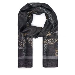 Szal Guess. Czarne szaliki i kominy damskie Guess, z aplikacjami. Za 154.99 zł.