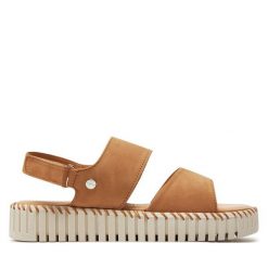 Sandały Tamaris. Brązowe sandały damskie Tamaris, bez wzorów, bez obcasa, na płaskiej podeszwie. Za 349.99 zł.