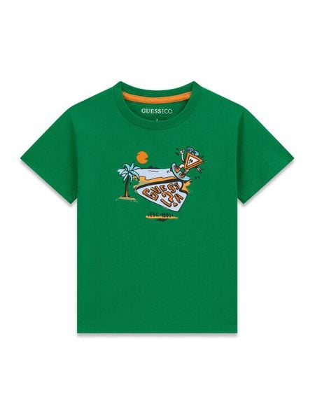 Guess T-Shirt N6GI12 K8HM4 Zielony Regular Fit. Zielone t-shirty chłopięce Guess, z aplikacjami, z bawełny, bez ramiączek. Za 84.99 zł.