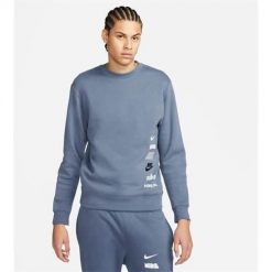 Bluza sportowa męska Nike Nk Club + Bb. Niebieskie bluzy bez kaptura męskie Nike, bez wzorów, sportowe, bez kołnierzyka, bez ramiączek. Za 466.00 zł.