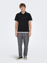 ONLY & SONS Koszulka polo "Onsben" w kolorze czarnym rozmiar: XL. Czarne koszulki polo męskie Only & Sons, xl, bez wzorów, bez ramiączek. Za 89.95 zł.