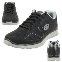 Buty do chodzenia męskie, Skechers Satisfaction. Czarne buty sportowe na co dzień męskie Skechers, bez zapięcia, trekkingowe. Za 179.99 zł.