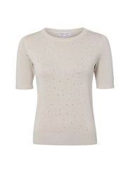 Marie Lund sweter z krótkim rękawem Kobiety wiskoza szary|beżowy, XXXL. Brązowe swetry klasyczne damskie Marie Lund, z dzianiny, bez kołnierzyka. Za 149.95 zł.