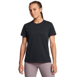 Under Armour W BRANDED SS Koszulka damska. Czarne bluzki sportowe damskie Under Armour, l, z bawełny, bez kołnierzyka, bez ramiączek. Za 62.99 zł.