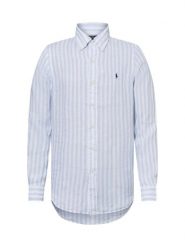 Polo Ralph Lauren koszula lniana na co dzień Mężczyźni Modern Fit len niebieski, XL. Niebieskie koszule męskie Polo Ralph Lauren, m, bez wzorów, ze lnu, bez kołnierzyka, bez ramiączek. Za 649.95 zł.