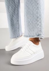 Białe Sneakersy Klasyczne Tenisówki na Grubej Podeszwie z Koturnem Adessia. Białe trampki i tenisówki damskie Renee, bez wzorów, z jeansu. Za 74.99 zł.