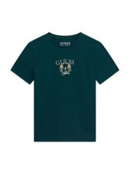 Guess T-Shirt L6YI25 K3764 Zielony ciemny Regular Fit. Zielone t-shirty chłopięce Guess, z aplikacjami, z bawełny, bez ramiączek. Za 114.99 zł.