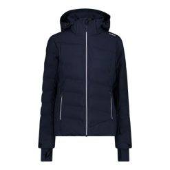 Kurtka puchowa damska z kapturem i zamkiem CMP. Niebieskie kurtki damskie CMP, na zimę, l, bez wzorów, z puchu, z kapturem. W wyprzedaży za 835.50 zł.