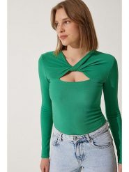 Happiness Istanbul Koszulka w kolorze zielonym rozmiar: 36. Zielone bluzki damskie Happiness Istanbul, bez wzorów, bez kołnierzyka. Za 52.99 zł.