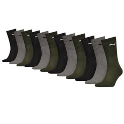 Skarpety sportowe Puma – 12 par – ciemnozielony zestaw. Zielone skarpetki męskie Puma, bez wzorów, z bawełny. W wyprzedaży za 216.78 zł.