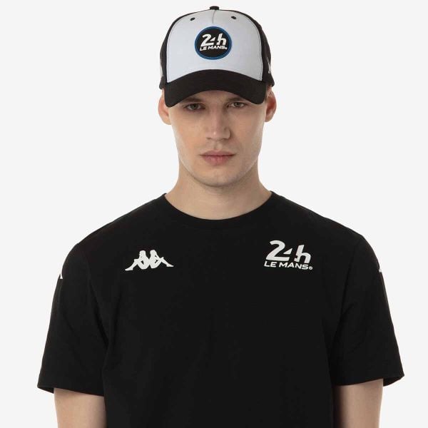 Czapka z daszkiem Kappa Indra 24H Le Mans. Białe czapki męskie Kappa, bez wzorów, z bawełny, eleganckie. Za 188.50 zł.