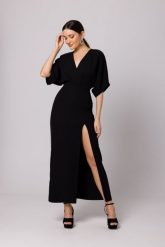 Maxi Sukienka z Długim Rozcięciem - Czarna. Czarne sukienki damskie MOE, l, bez wzorów, z elastanu, wizytowe, bez kołnierzyka, bez ramiączek, maxi. Za 326.90 zł.