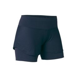 Spodenki Gym & Pilates 520 damskie granatowe. Niebieskie spodenki sportowe damskie DOMYOS, xs, z bawełny, na fitness i siłownię. Za 39.99 zł.
