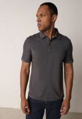 Ciemnoszara Gładka Koszulka Polo o Klasycznym Kroju Sinopea. Szare koszulki polo męskie Born2be, l, bez wzorów, z jeansu, bez ramiączek. Za 79.99 zł.