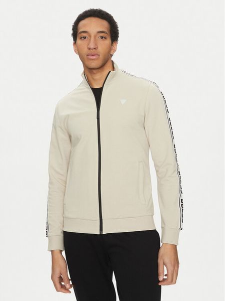 Guess Bluza Z2YQ12 K6ZS1 Beżowy Regular Fit. Brązowe bluzy bez kaptura męskie Guess, m, z bawełny. Za 399.99 zł.