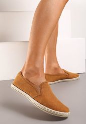 Brązowe Wsuwane Tenisówki Espadryle z Plecioną Podeszwą Elladia. Brązowe espadryle damskie Renee, bez wzorów, bez obcasa. Za 39.99 zł.