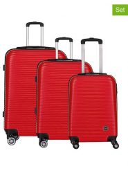 Geographical Norway 3-częściowy zestaw "Solomun" w kolorze czerwonym rozmiar: onesize. Czerwone walizki Geographical Norway, bez wzorów, z materiału. Za 347.99 zł.