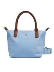 Tommy Hilfiger Torebka Popette Mini Tote AW0AW17709 Błękitny. Niebieskie torebki klasyczne damskie Tommy Hilfiger, bez wzorów, ze skóry, bez dodatków. Za 369.99 zł.