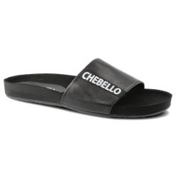 Czarne Klapki Chebello Damskie Wygodne Buty. Czarne klapki damskie CheBello, z aplikacjami, z materiału, bez obcasa. Za 141.00 zł.