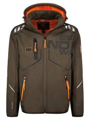 Geographical Norway Kurtka softshellowa "Robin" w kolorze khaki rozmiar: S. Brązowe kurtki outdoor męskie Geographical Norway, s, z aplikacjami, bez kaptura. Za 144.92 zł.