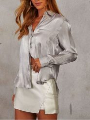 Milan Kiss Bluzka w kolorze szarym rozmiar: L. Szare bluzki damskie Milan Kiss, l, bez wzorów, bez kołnierzyka, bez ramiączek. Za 152.99 zł.