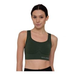 Damski crop top do ćwiczeń Brubeck GYM. Zielone topy sportowe damskie Brubeck, l, bez wzorów, z elastanu, bez ramiączek. Za 149.99 zł.