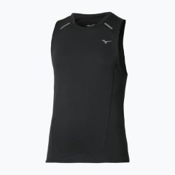 Koszulka do biegania męska Mizuno Active DryAeroFlow Tank Top. Czarne t-shirty sportowe męskie Mizuno, l, z materiału, bez ramiączek, do biegania. Za 209.99 zł.