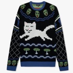 Sweter Rip N Dip OUT oF tHE wORLD CZARNY. Czarne swetry męskie RIPNDIP, bez wzorów, bez kołnierzyka. Za 488.52 zł.
