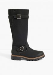 Kozaki sznurowane Tom Tailor z klamrami. Czarne kozaki damskie bonprix, bez obcasa. Za 299.99 zł.