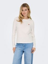 JDY Koszulka w kolorze kremowym rozmiar: S. Brązowe bluzki damskie JDY, s, bez wzorów, bez kołnierzyka, bez ramiączek. Za 56.66 zł.