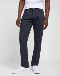 MESKIE SPODNIE LEE STRAIGHT FIT MVP NAVY 112332274. Niebieskie spodnie materiałowe męskie Lee, bez wzorów, z jeansu. Za 179.99 zł.