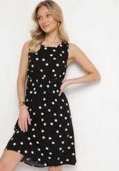 Czarna Rozkloszowana Sukienka w Kropki Valsedi. Czarne sukienki damskie Born2be, na co dzień, l, bez wzorów, z jeansu, eleganckie, bez kołnierzyka, bez ramiączek, midi, proste. W wyprzedaży za 43.99 zł.