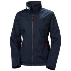 Damska kurtka wodoodporna Helly Hansen Crew 2.0. Niebieskie kurtki damskie Helly Hansen, bez wzorów, bez kaptura. Za 699.00 zł.