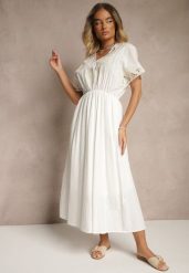 Biała Bawełniana Sukienka w Stylu Boho z Kieszonkami Orrane. Białe sukienki damskie Renee, na lato, l, bez wzorów, z bawełny, boho, bez kołnierzyka, bez ramiączek, maxi. W wyprzedaży za 135.99 zł.