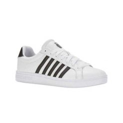 Męskie Skórzane Buty Sportowe Court Tiebreak. Białe buty sportowe na co dzień męskie K-Swiss, z gumy, bez zapięcia. Za 149.00 zł.