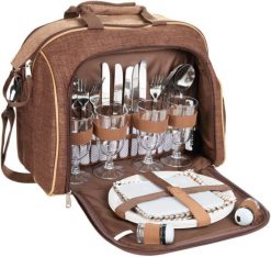 BRUBAKER torba piknikowa 4 osoby z chłodzeniem brązowa. Brązowe torebki klasyczne damskie X2, bez wzorów, bez dodatków. Za 232.99 zł.