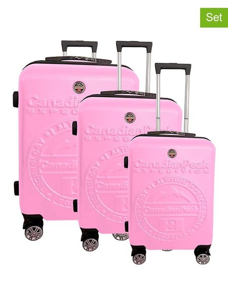 Canadian Peak 3-częściowy zestaw "Stanisleak" w kolorze jasnoróżowym rozmiar: onesize. Różowe walizki Canadian Peak, bez wzorów, z materiału. Za 404.99 zł.