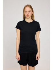 MAZINE Koszulka "Basic" w kolorze czarnym rozmiar: XL. Czarne bluzki damskie MAZINE, s, bez wzorów, z wiskozy, klasyczne, bez kołnierzyka, bez ramiączek. Za 114.17 zł.