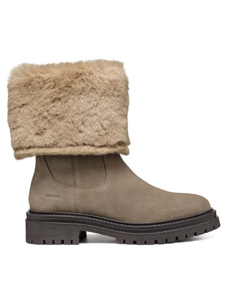 Geox Botki D Iridea D04HRM 022BH C6029 Beżowy. Brązowe botki damskie Geox, z materiału, bez obcasa, na płaskiej podeszwie, bez zapięcia. Za 419.99 zł.