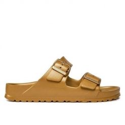 Klapki damskie Birkenstock Arizona Eva. Niebieskie klapki damskie Birkenstock, bez wzorów, z materiału, bez obcasa. Za 336.00 zł.