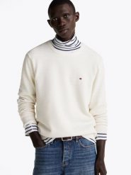 Tommy Hilfiger sweter Mężczyźni Bawełna biały, M. Białe swetry męskie Tommy Hilfiger, m, bez wzorów, z bawełny, bez kołnierzyka. Za 409.95 zł.