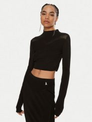 Patrizia Pepe Bluzka 8K0218 K195 K103 Czarny Slim Fit. Czarne bluzki damskie Patrizia Pepe, bez wzorów, z syntetyku, bez ramiączek. Za 479.99 zł.