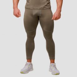 Legginsy męskie bieganie slim Pulse Vetiver. Zielone spodnie sportowe męskie GYMBEAM, z elastanu. Za 127.90 zł.