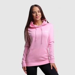 Bluza damska fitness z kapturem różowa PRO. Czerwone bluzy sportowe damskie GYMBEAM, xl, bez wzorów, z bawełny, bez ramiączek, długie, z kapturem. Za 88.90 zł.