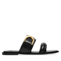 Klapki Gino Rossi. Czarne klapki damskie Gino Rossi, bez wzorów, bez obcasa. Za 229.99 zł.